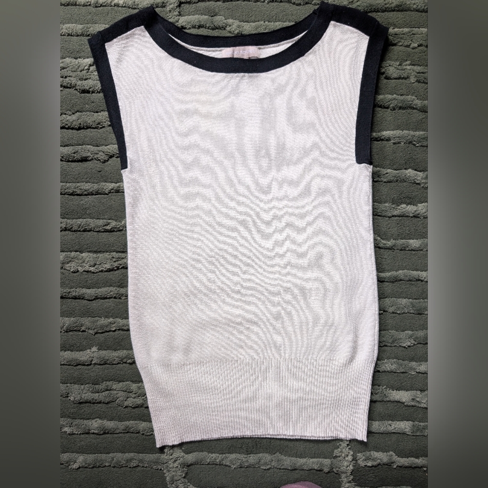 Banana Republic Cream & Black Shell Top